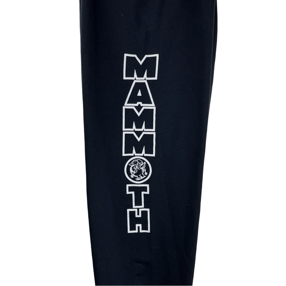JERZEES MAMMOTH MOUNTAIN Men’s Black Sweatpants FAMOUS MAMMOTH LOGO Down Leg S